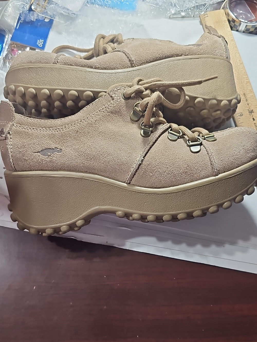 Rocket Dog Suede Lace-Up Shoes in Taupe